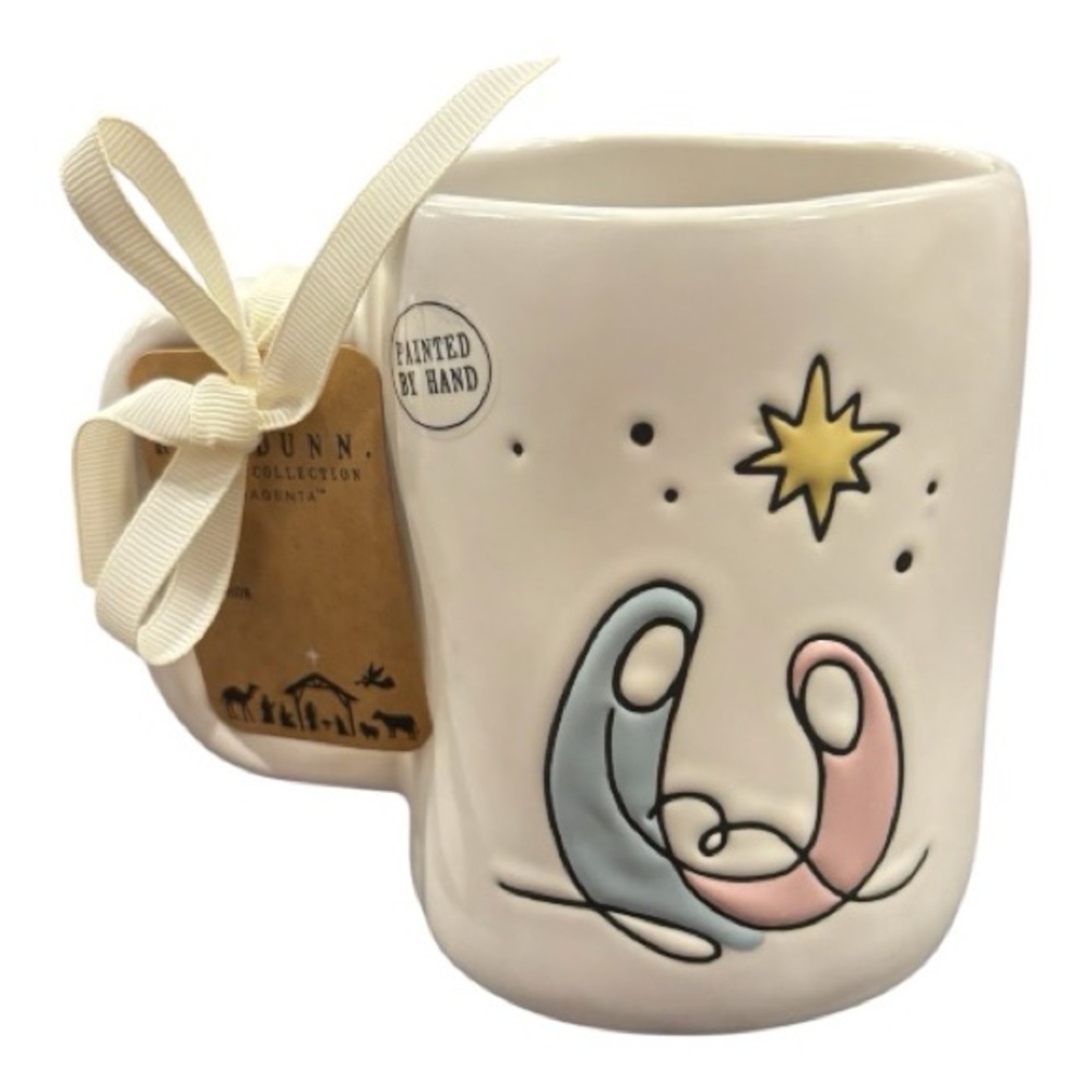Rae Dunn White Ceramic Mug Hand Painted